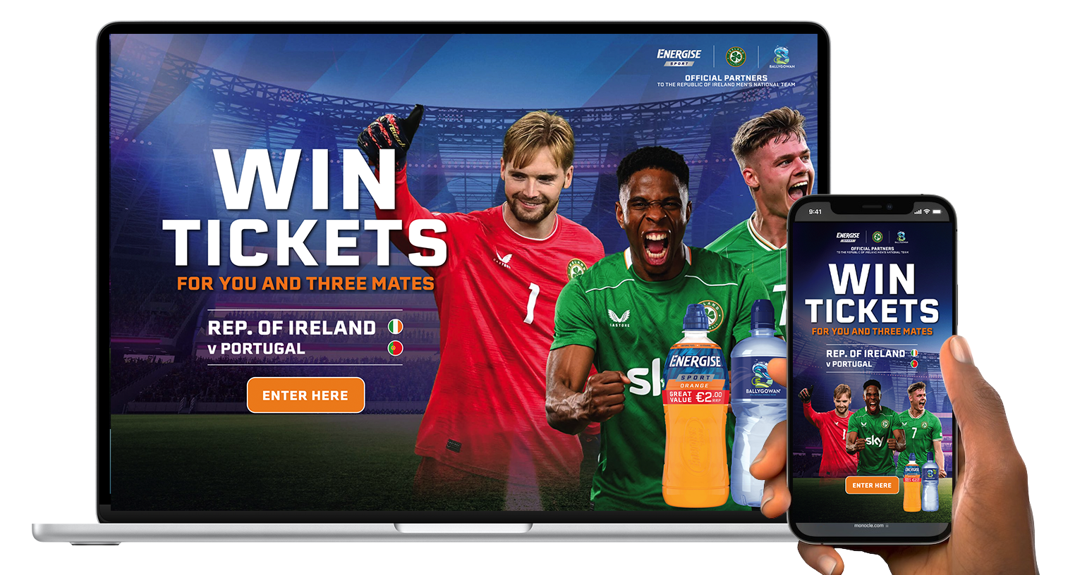 Website design and developed for Energise Energy Drink for Promotion of tickets to win Game tickets in associaltion with the FAI